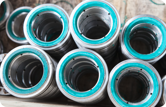 Blue O-rings on metal tubes